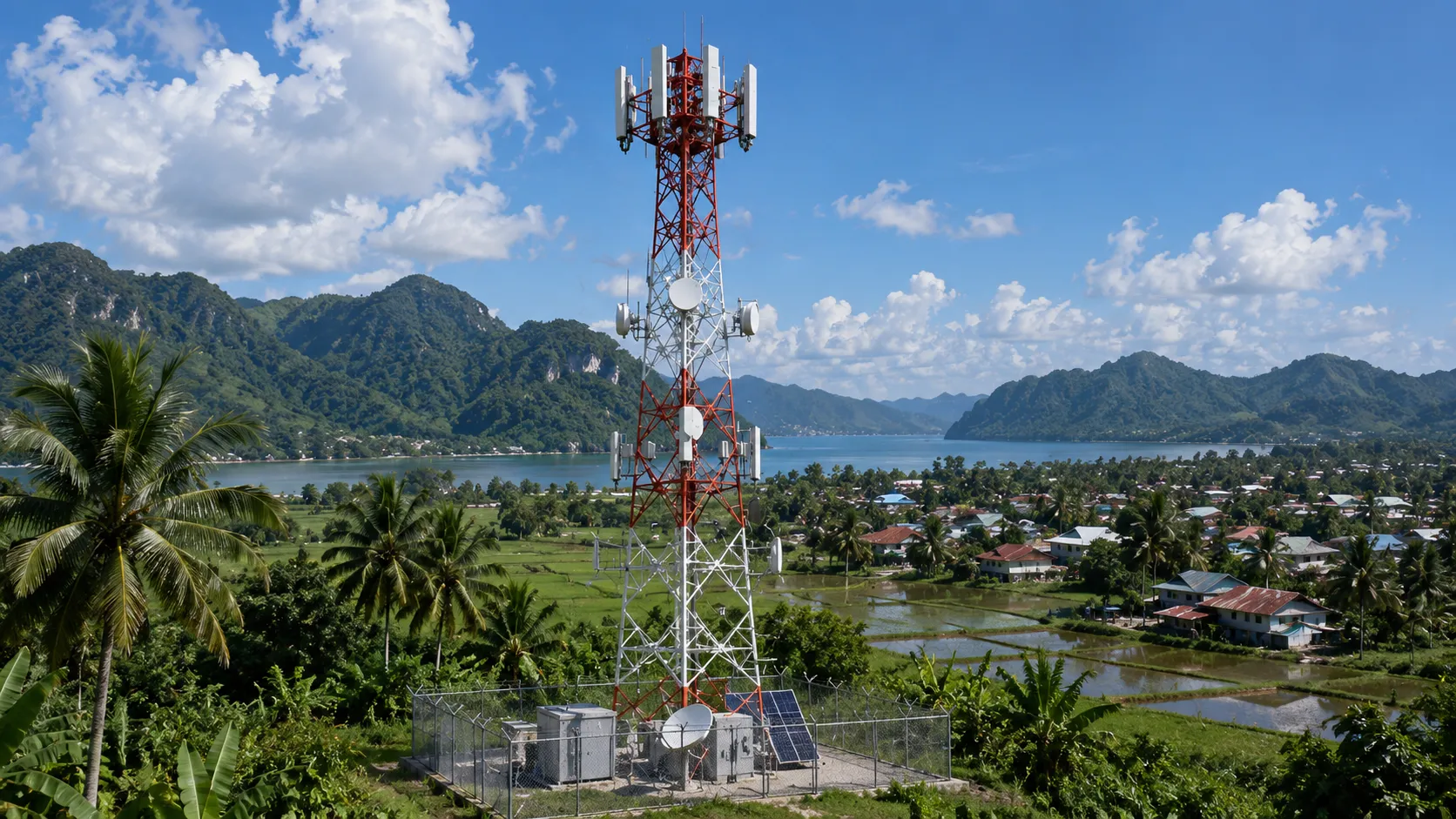 Telecommunications tower supporting mobile network coverage